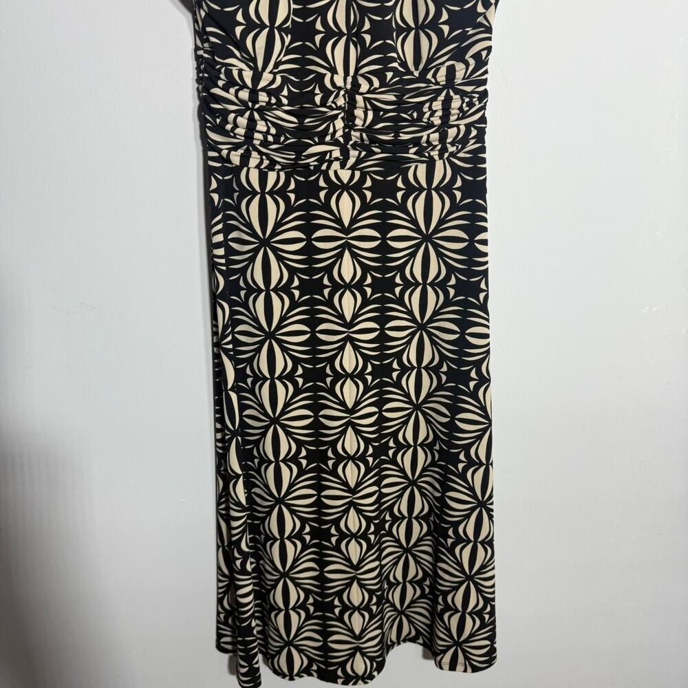 Evan Picone Black Beige Geometric Halter Midi Dress 10P Petite Cocktail Party - Picture 6 of 8